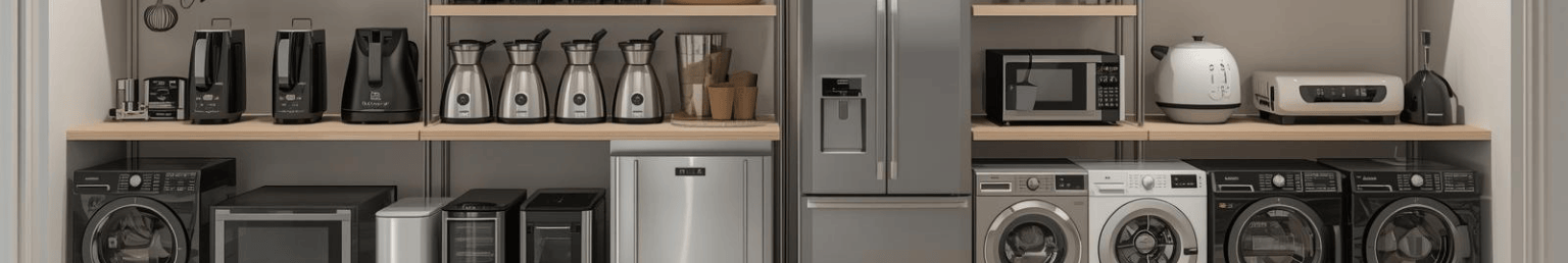 Appliances banner with home and kitchen utility products