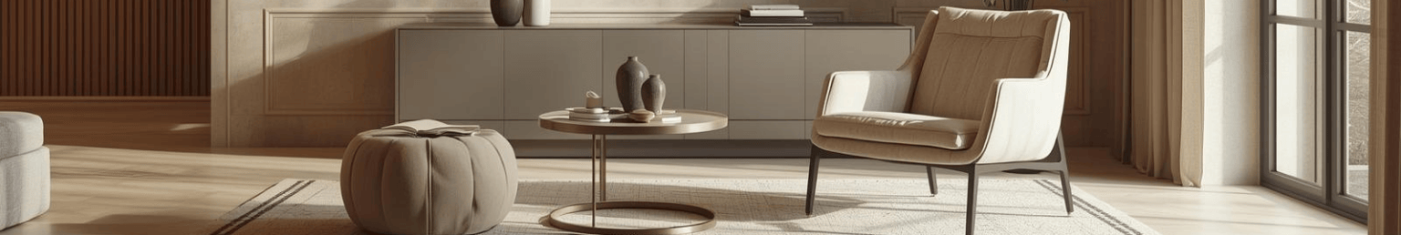 Armchairs collection banner in a modern living room