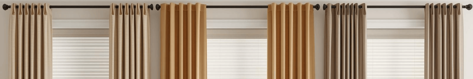 Curtains and blinds banner in a modern interior space
