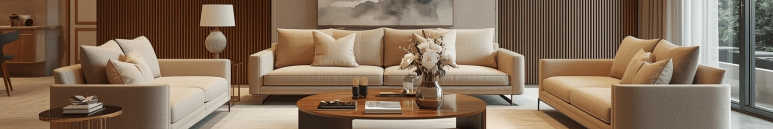 Living room sofas collection banner with modern sofa set