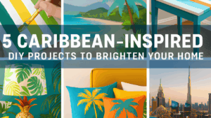 “Colorful Caribbean-inspired DIY home décor projects featuring bright tropical patterns, vibrant colors, and creative handmade design ideas for interior styling”