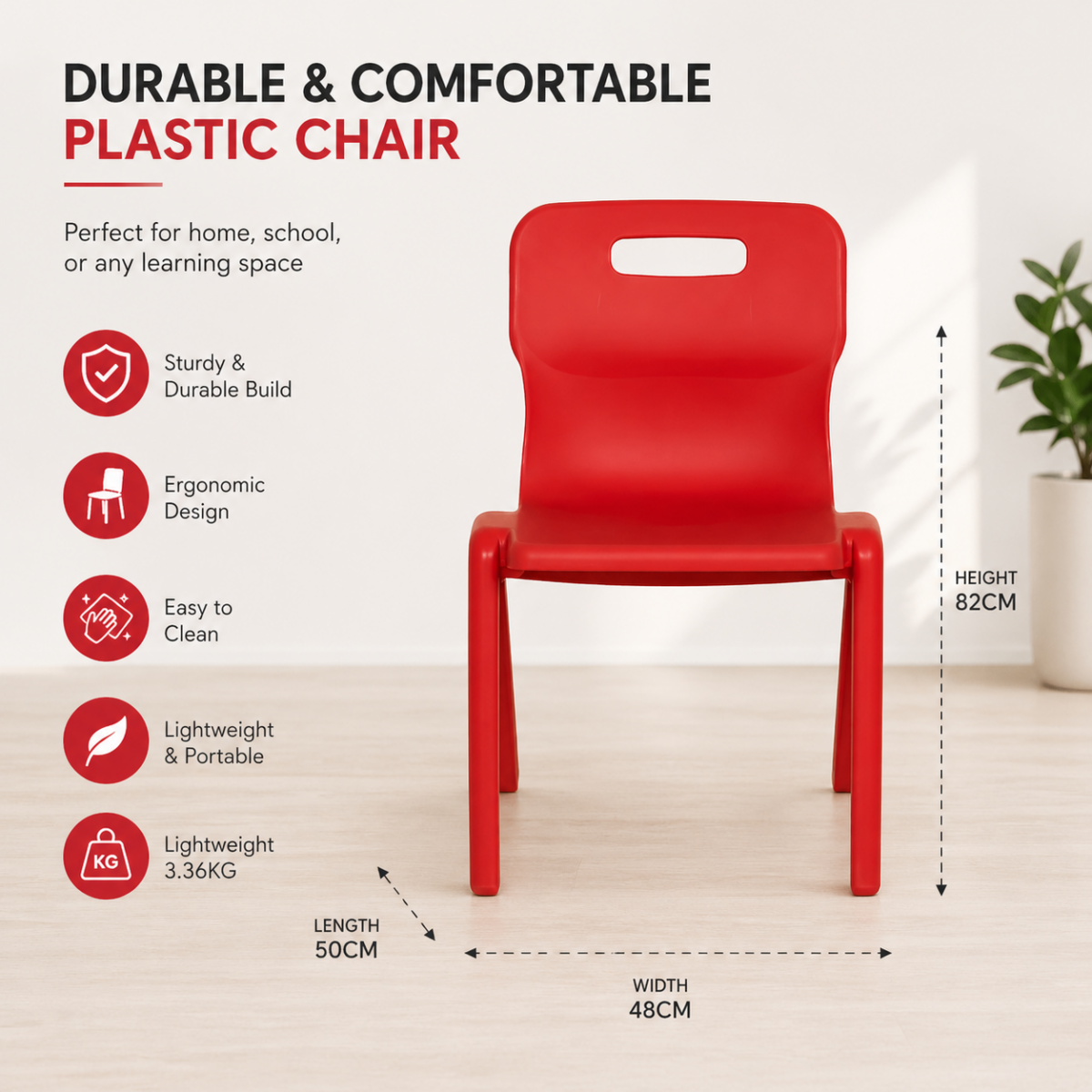 Strong-B Children Plastic Chair for 13+ Years Old @HOG - Home Office Garden Online Marketplace