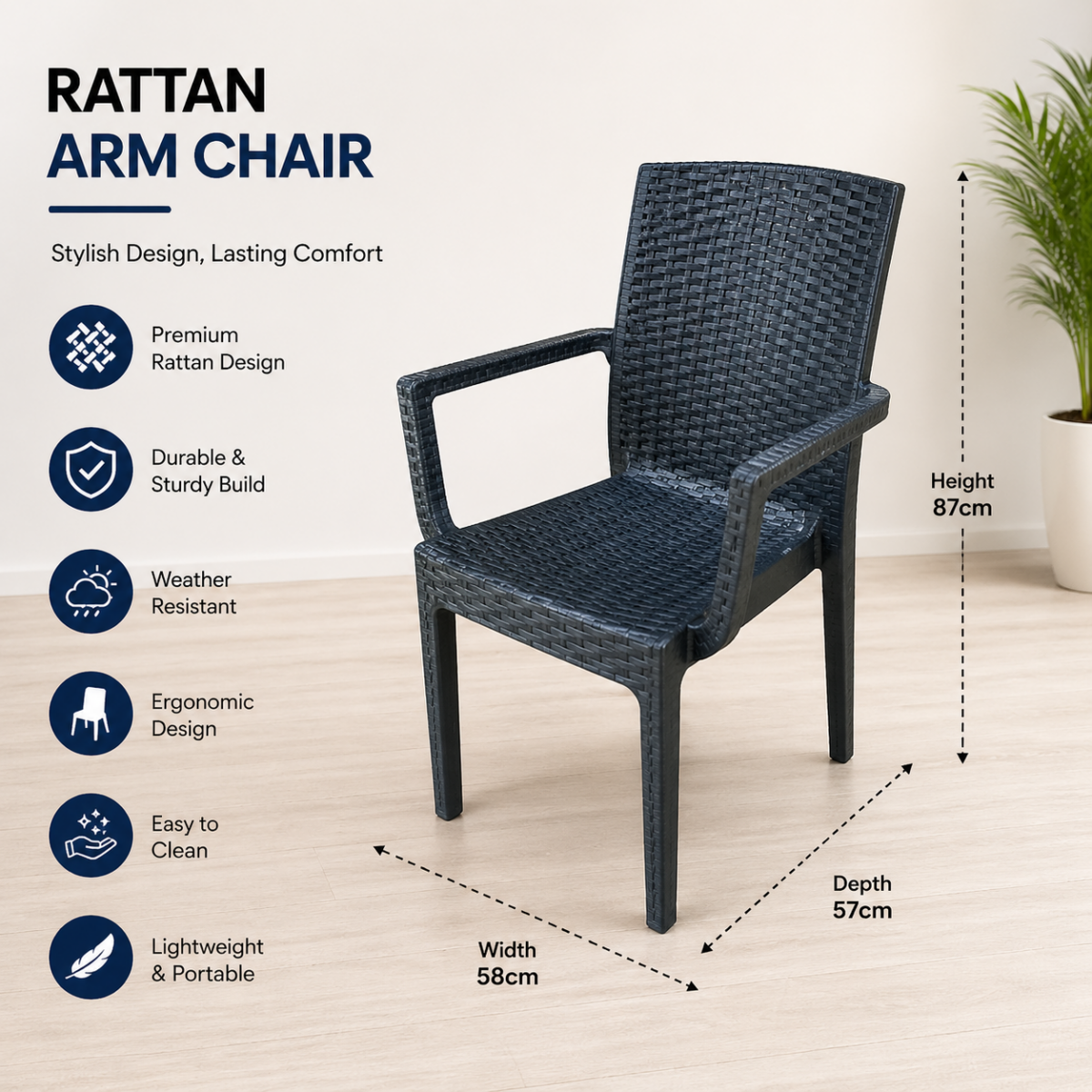 Rattan Design Mako Plastic Chair @HOG - Home, Office, Garden, Online Marketplace