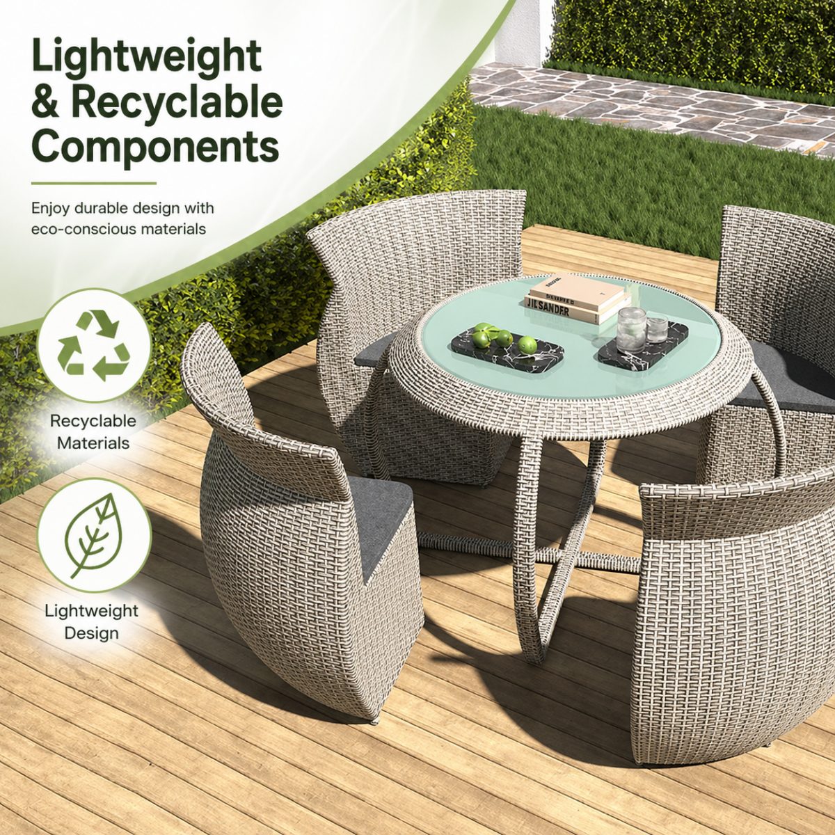 5 Pieces Rattan Outdoor Dining Set. @HOG - Home Office Garden Online Marketplace