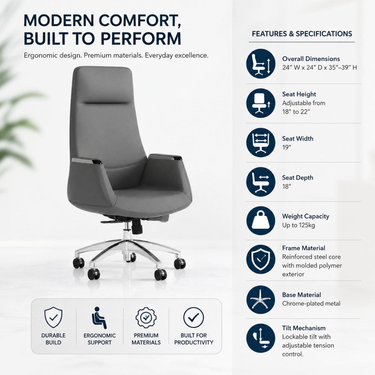 Modern Swivel Office Chair @HOG - Home, Office, Garden, Online Marketplace