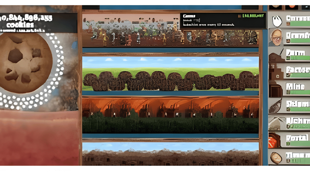Cookie Clicker gameplay screen showing incremental upgrades, clicks, and in-game progression strategy for gamers