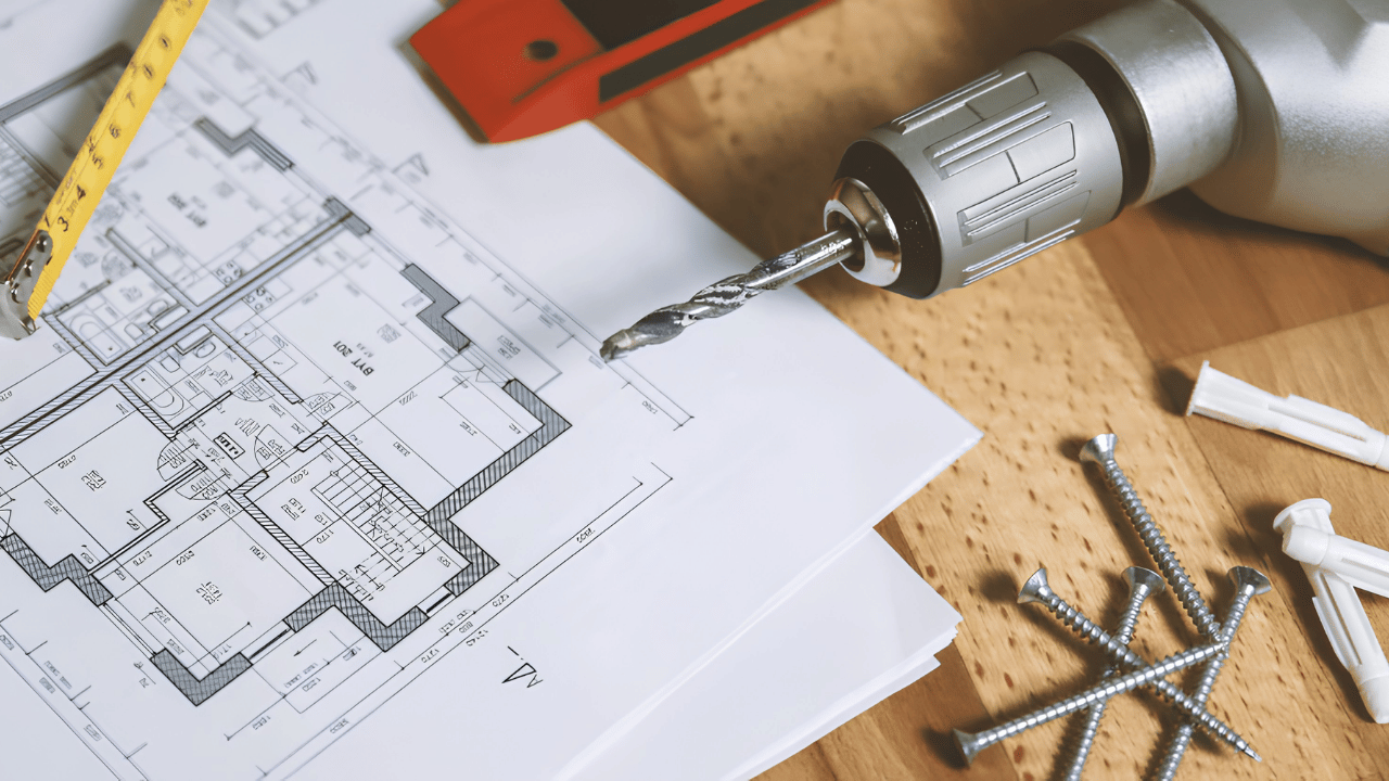 “Home renovation planning scene showing budget tracking, cost estimates, and construction materials for managing large renovation projects within budget”