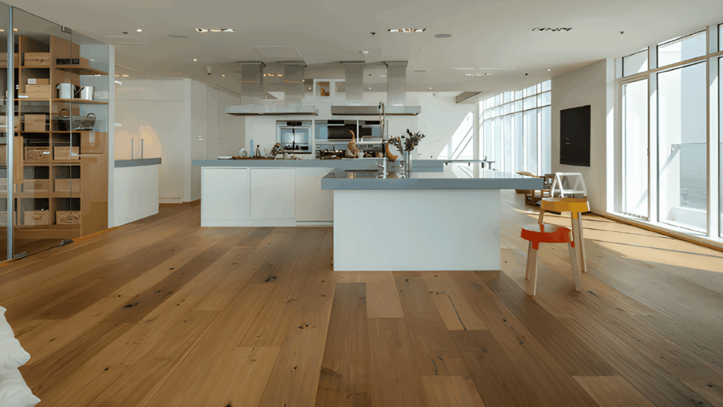 “Modern interior showcasing flooring materials and design samples representing latest flooring trends in Dubai homes for 2025”