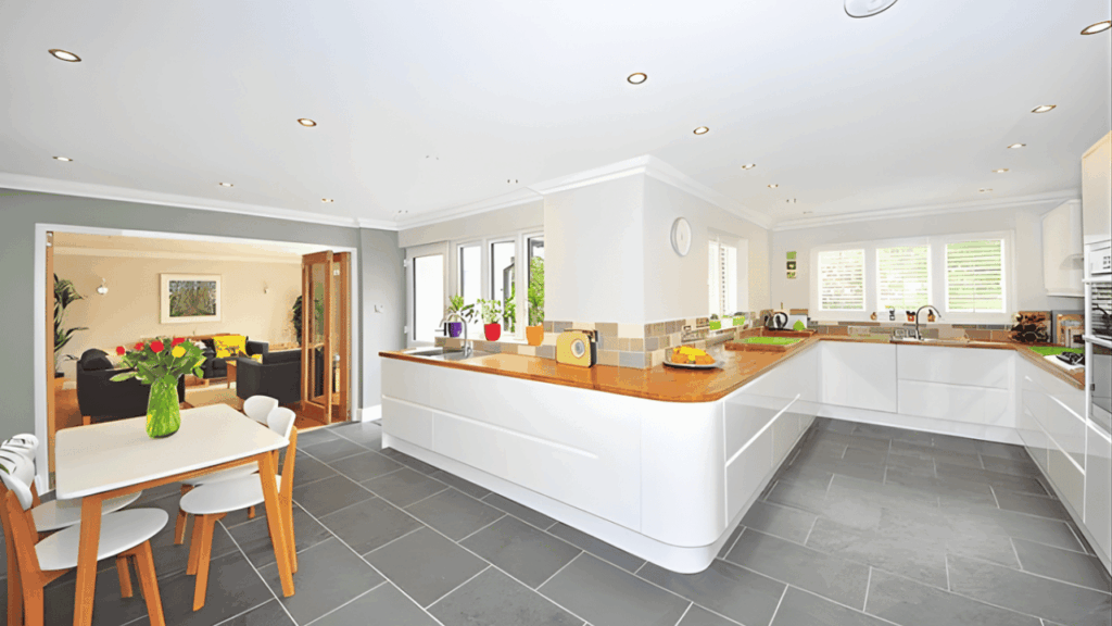 Modern kitchen design with sleek cabinets, stylish lighting, and smart storage for a functional contemporary home