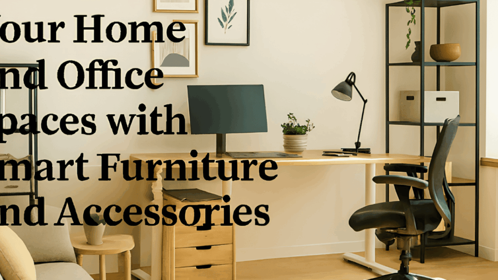 “Modern home and office interior featuring smart furniture and accessories designed to improve functionality, organization, and workspace efficiency”