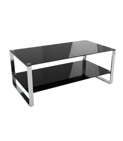 Modern Black Glass Coffee Table with Chrome Frame @HOG - Home, Office, Garden, Online Marketplace