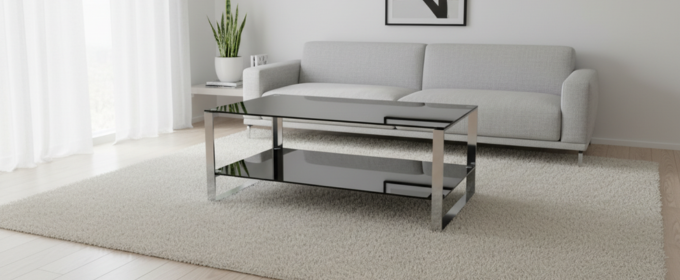 Modern Black Glass Coffee Table with Chrome Frame @HOG - Home, Office, Garden, Online Marketplace