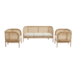 5 Seat Rattan Wooden Garden Sofa Set