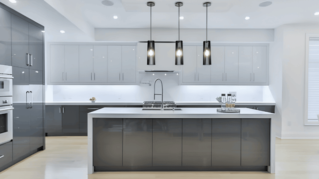 Modern kitchen interior showcasing stylish design trends with sleek cabinets and elegant finishes