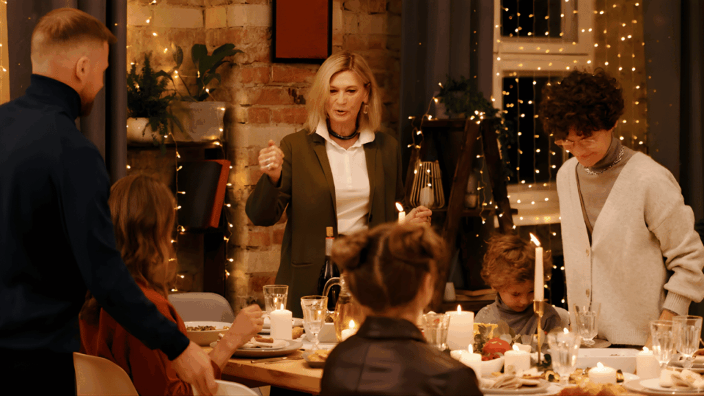 Essential home items needed for hosting a dinner party, including dining setup and food serving essentials