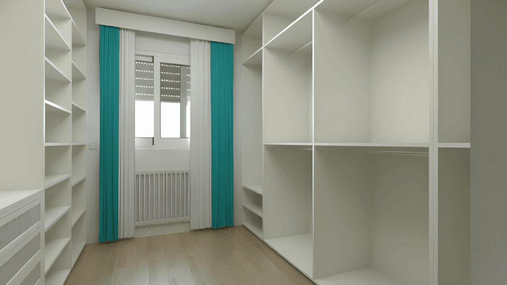 Modern wardrobe design showing smart storage solutions for long garments to prevent dragging and creasing.
