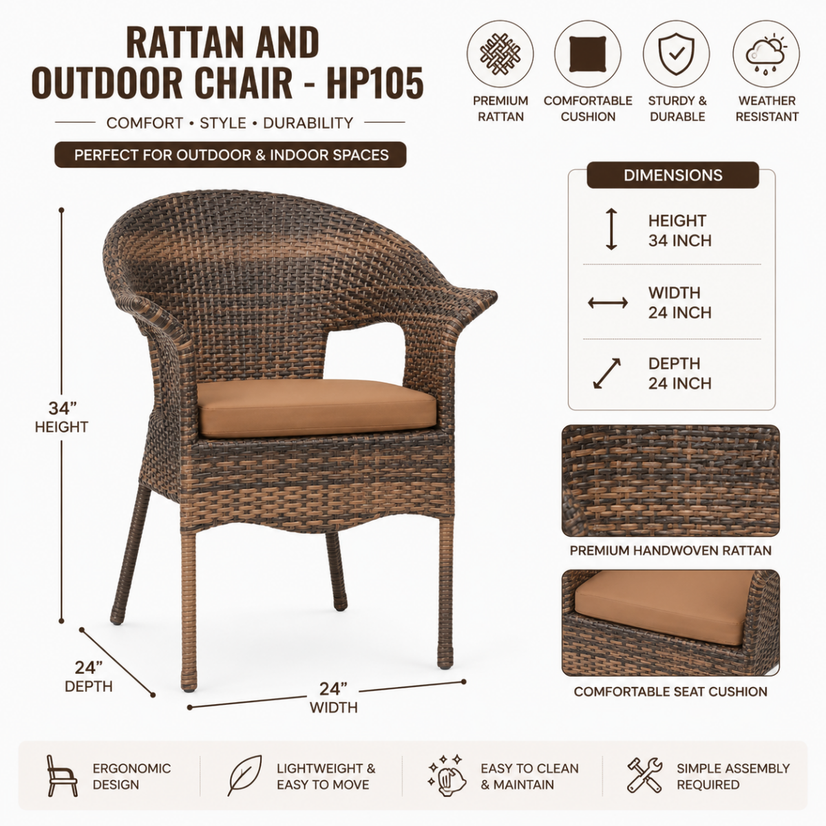Rattan And Outdoor Chair - HP105 @HOG - Home, Office, Garden, Online Marketplace