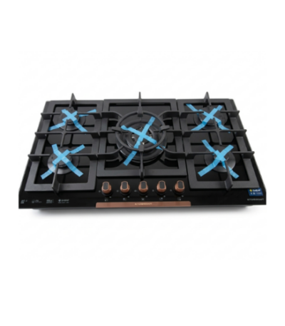 90cm 5 Burner Cooker Black Rose Gold Knob GHL925 @HOG - Home, Office, Garden, Online Marketplace