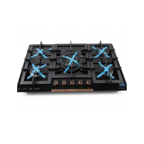 90cm 5 Burner Cooker Black Rose Gold Knob GHL925 @HOG - Home, Office, Garden, Online Marketplace