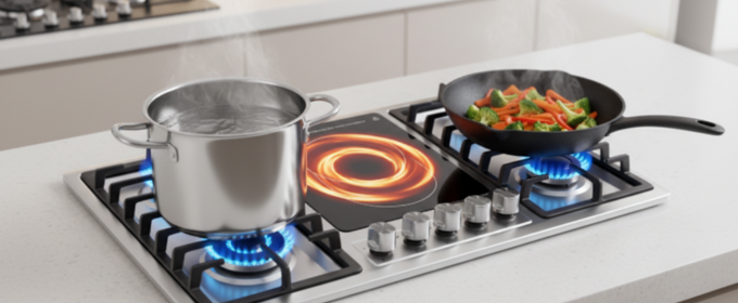 4-Burner Built-In Hybrid Cooktop with Electric Induction Hotplate @HOG - Home, Office, Garden, Online Marketplace