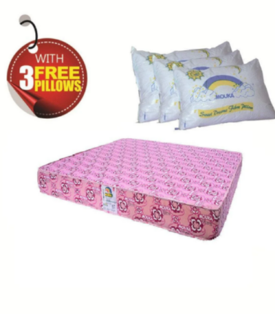 Super Flora - 758414 Mouka Mattress with 3 Pillows - L 6ft x W 7ft x H 14"(Lagos Only) @HOG - Home Office Garden Online Marketplace