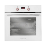 60cm white built-in electric oven with modern digital control panel and sleek minimalist kitchen appliance design