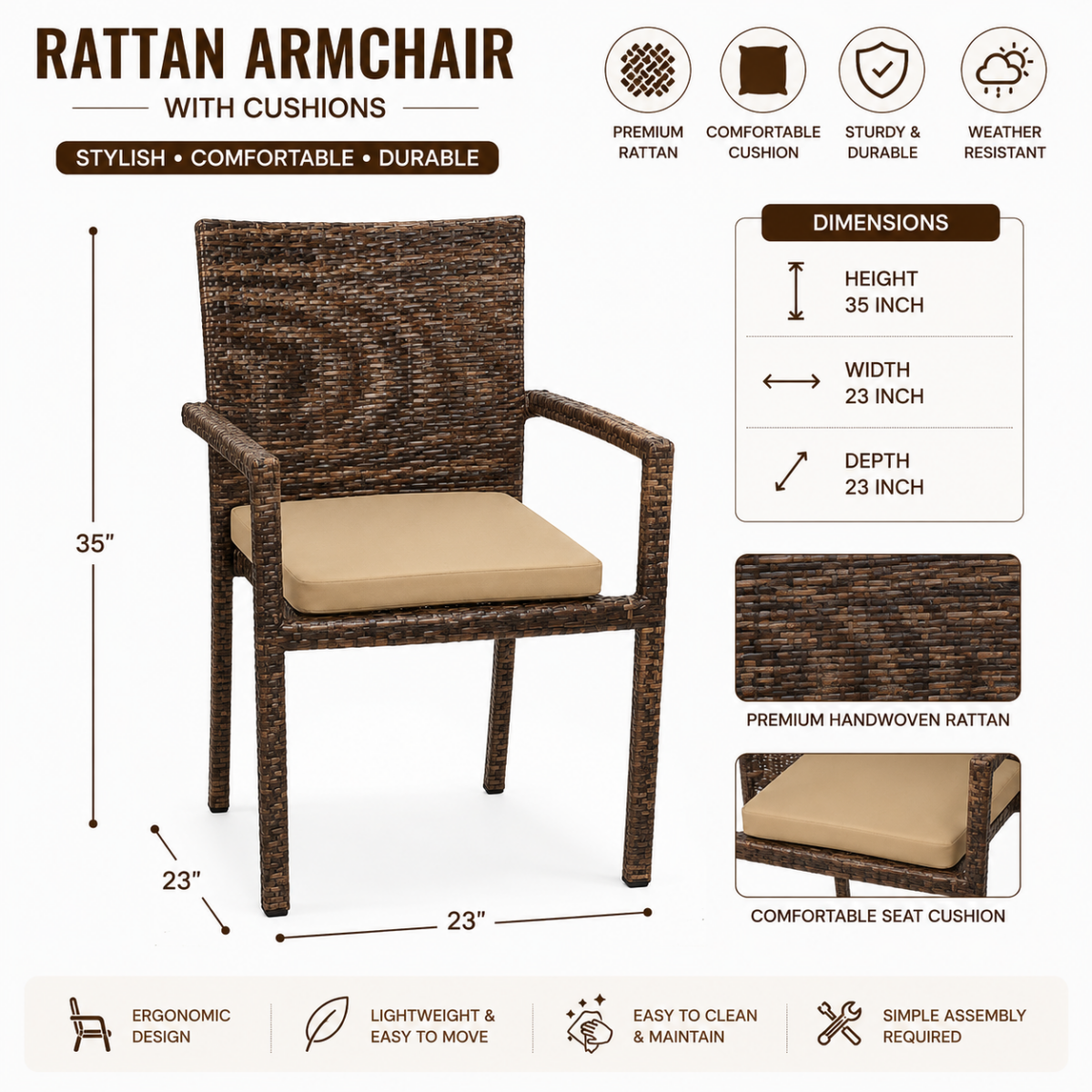Lifemate Outdoor Rattan Chair - HP102 - Image 2