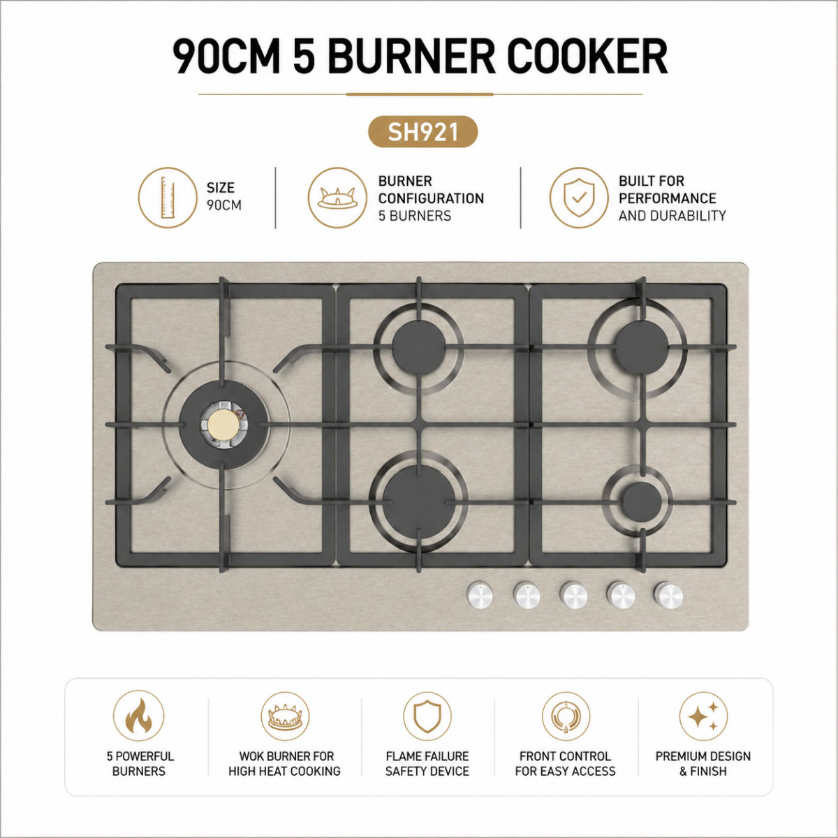 90cm 5 Burner Cooker SH921 @HOG - Home, Office, Garden, Online Marketplace