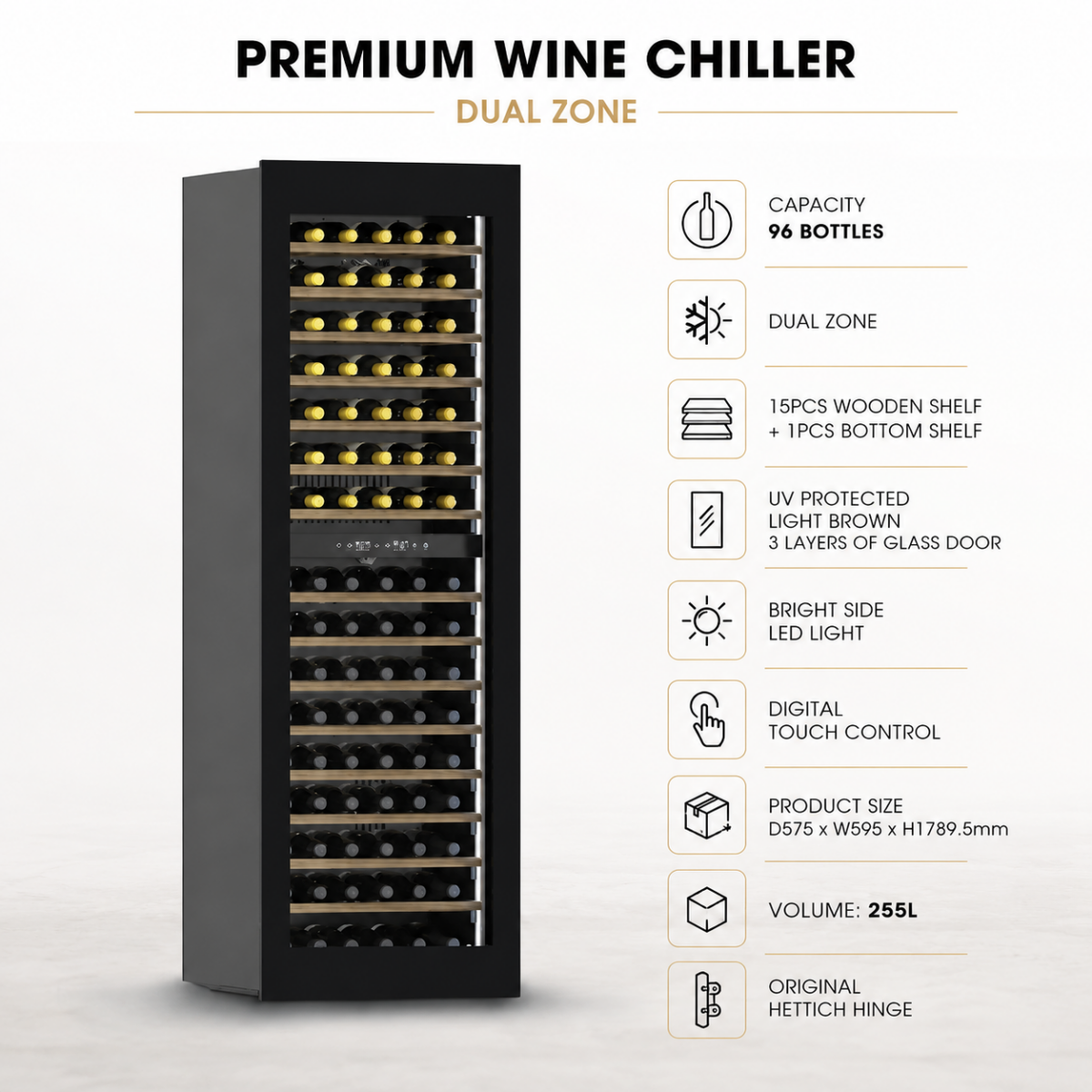 Wine Chiller 96 Bottles Capacity Black KWC225L Order Now @HOG Online Marketplace