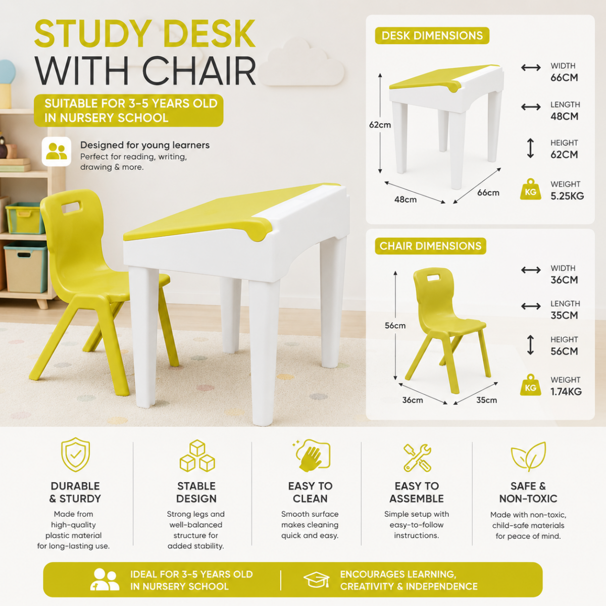 Scholar Flip Top Desk + Strong S Chair Set - 3 to 5 Years Old @HOG - Home, Office, Garden, Online Marketplace