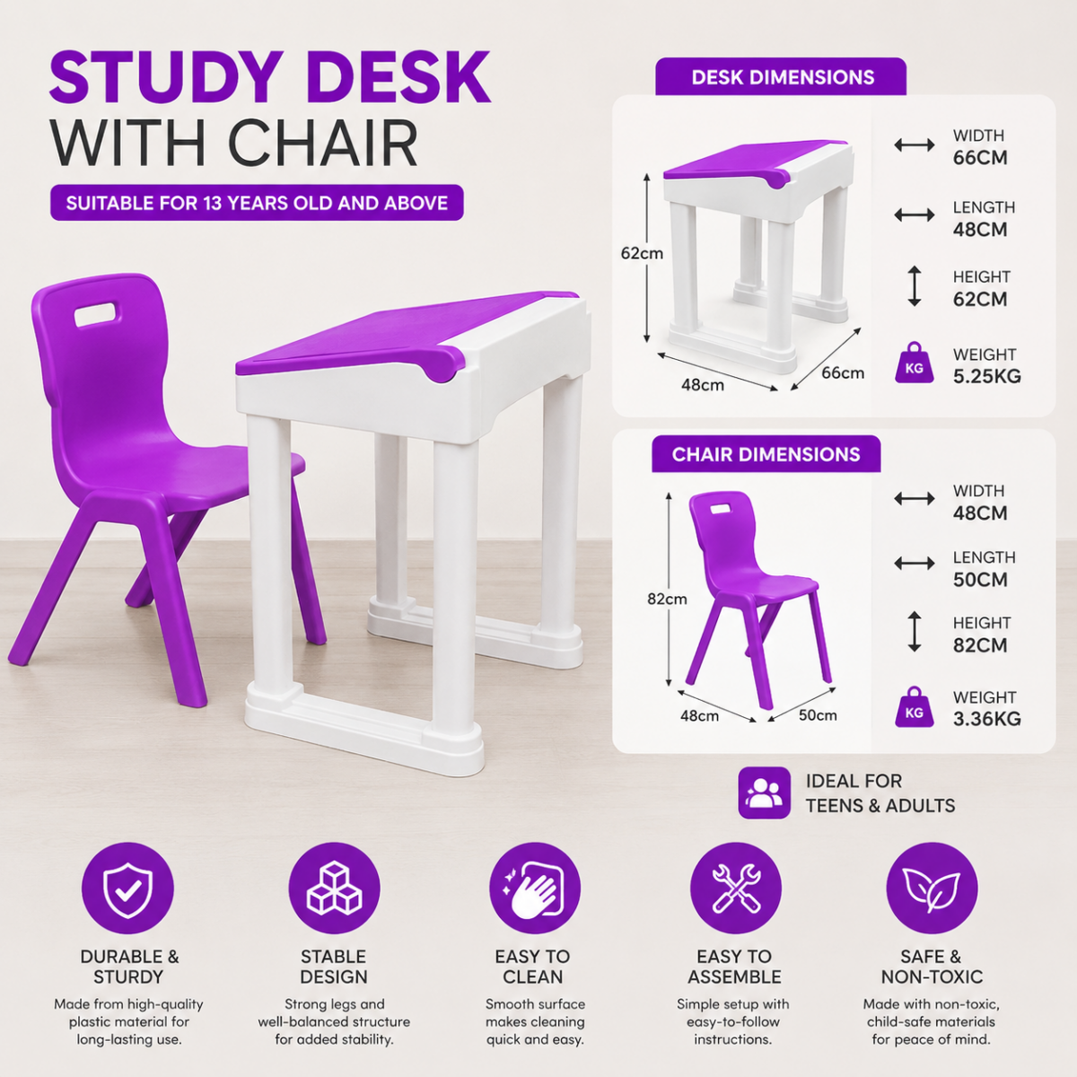 Graduate Flip Top Desk + Strong B Chair Set - 13 Years Plus @HOG - Home, Office, Garden, Online Marketplace