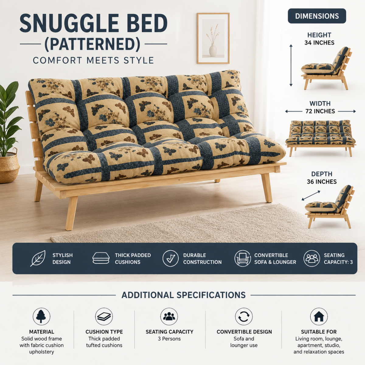 Snuggle Bed (Patterned) @HOG - Home, Office, Garden, Online Marketplace