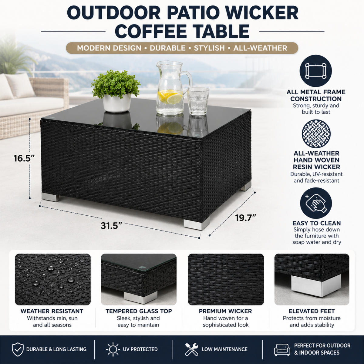 Outdoor Patio Wicker Furniture - Coffee Table @HOG - Home, Office, Garden, Online Marketplace