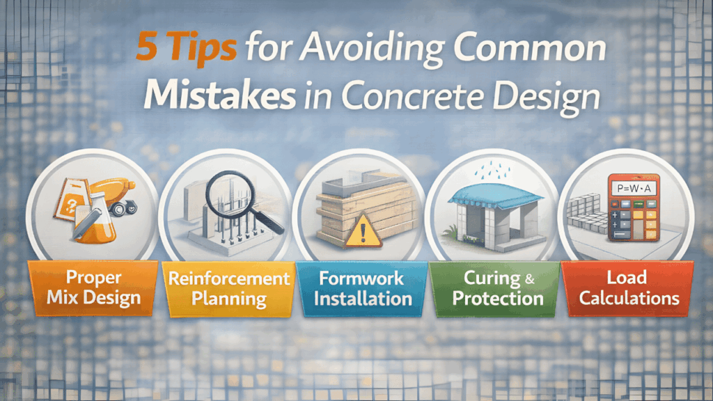 Concrete construction project showing reinforced concrete design and building work aimed at improving structural strength and construction quality.