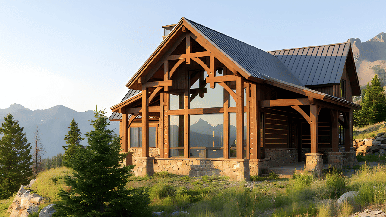 Timber frame construction designed for mountain sites showing structural planning and durable building techniques