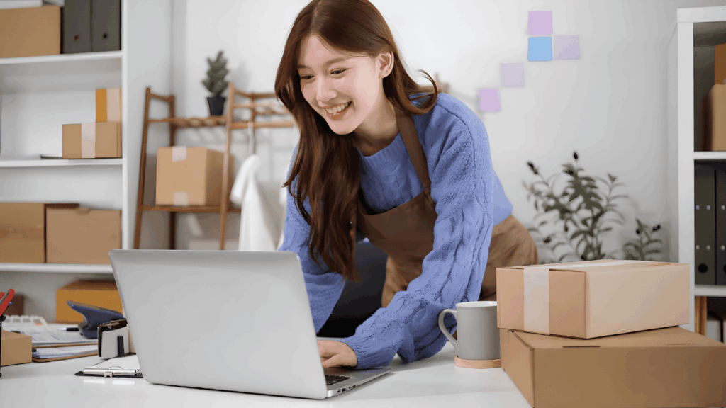 Modern e-commerce workspace showing furniture product photography and digital tools used to scale product visuals, illustrating how sellers can improve online listings with high-quality imagery and organized product presentation.
