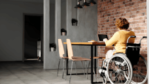 Ergonomic home design setup for personal injury recovery featuring supportive furniture and safe interior layout for comfort and healing