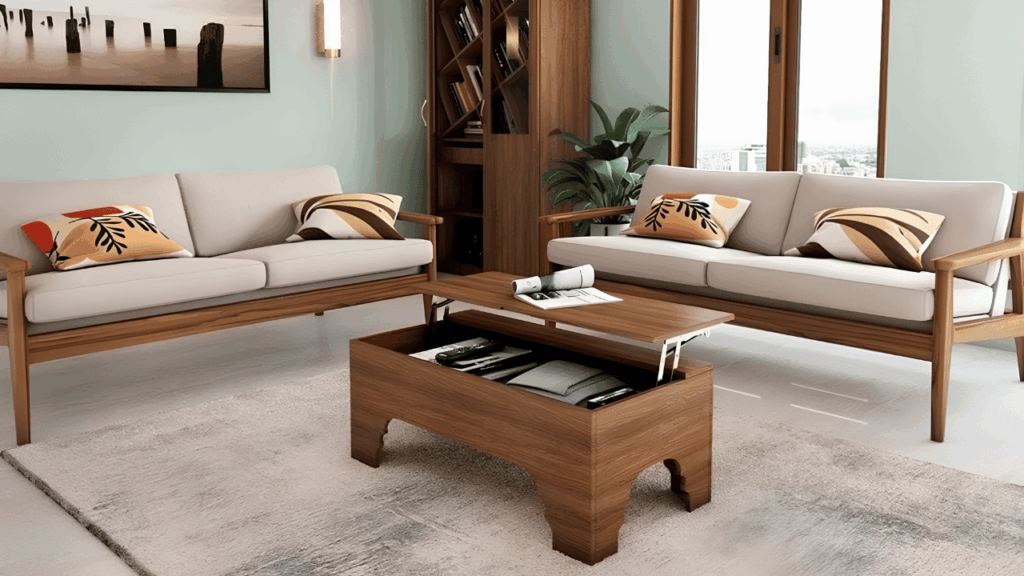 Well-maintained living room furniture arranged neatly to demonstrate proper care and maintenance for extending furniture lifespan and reducing unnecessary replacement costs.