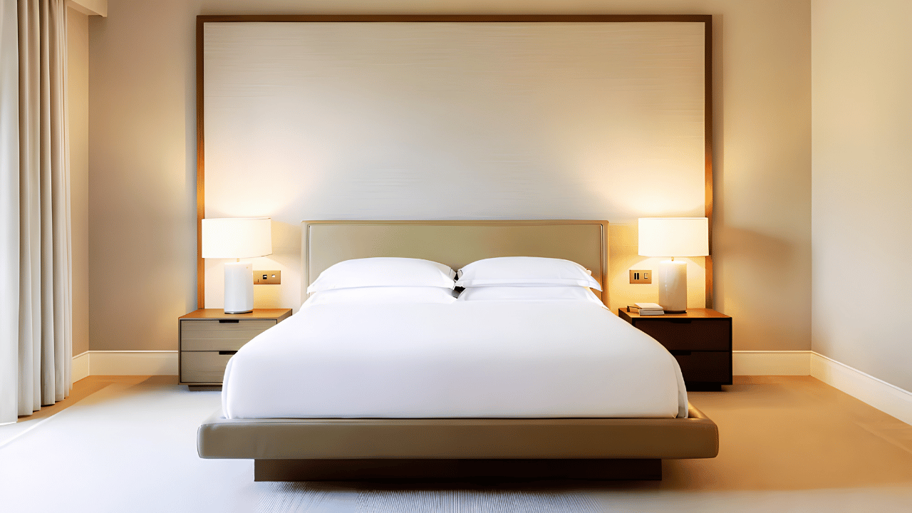 Modern bedroom showcasing different bed size options, illustrating the comparison between king and queen beds to help users choose the best fit for their space, comfort, and room layout.