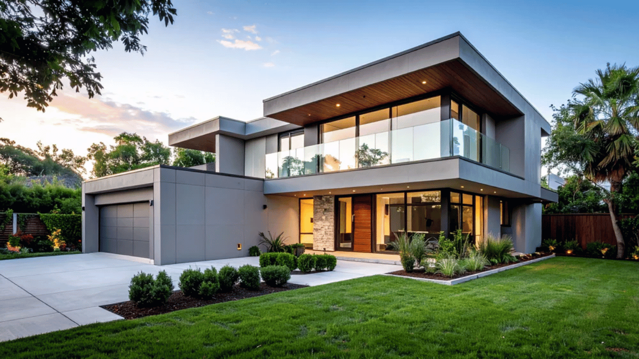 Modern living room showcasing 2026 home design trends with sleek furniture, warm lighting, minimalist décor, smart home features, and contemporary interior styling.