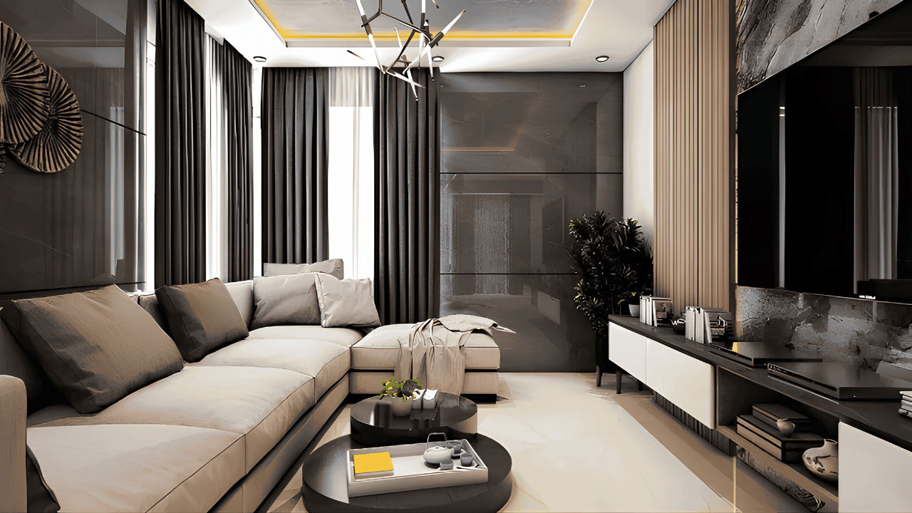 Modern luxury-inspired Dubai interior design showcasing elegant décor ideas that achieve a high-end look on a budget.