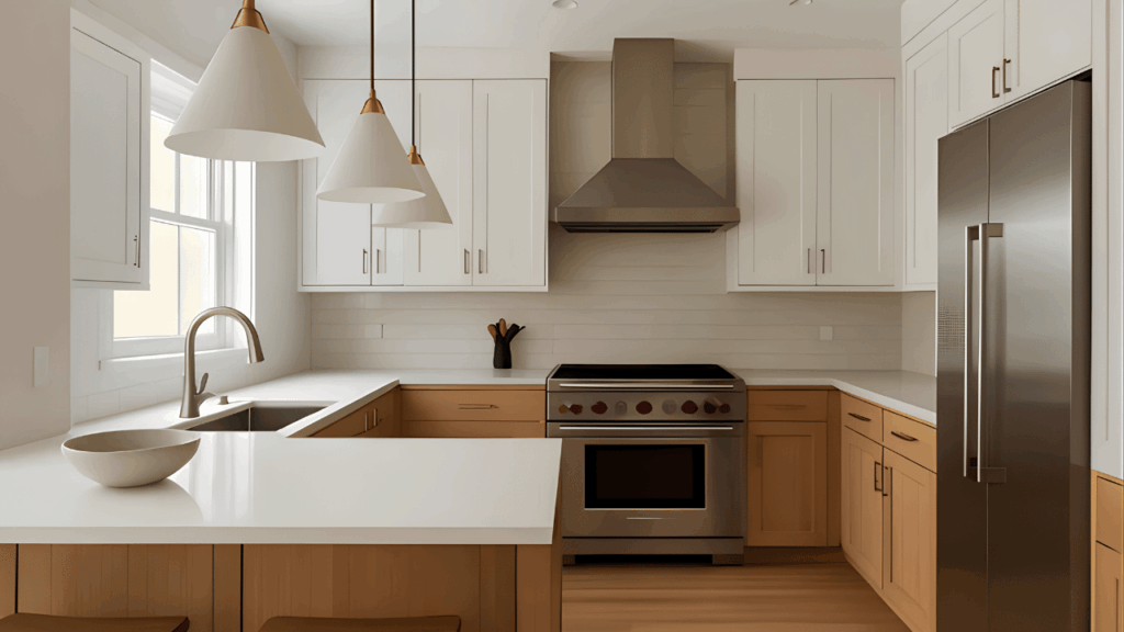 Modern kitchen interior showcasing a thoughtful remodeling design with sleek cabinetry, stylish countertops, and efficient layout highlighting a functional and elegant home upgrade.