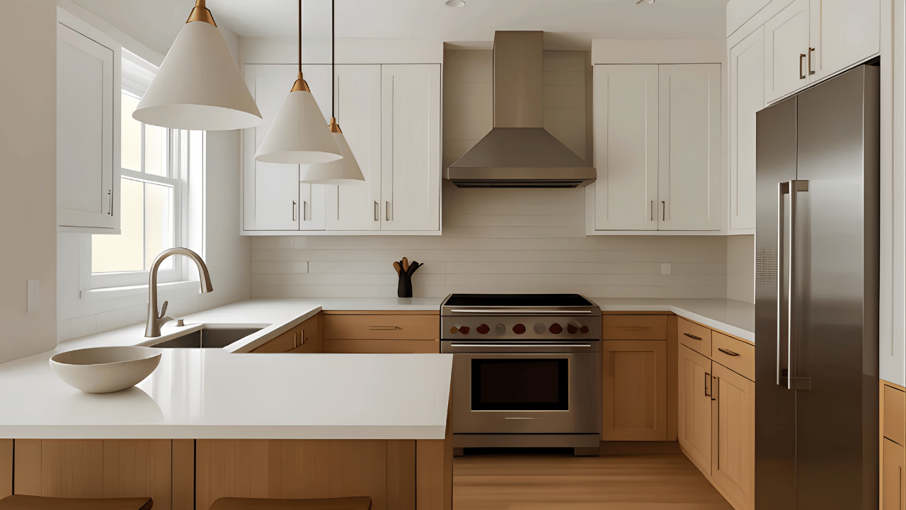 Modern kitchen interior showcasing a thoughtful remodeling design with sleek cabinetry, stylish countertops, and efficient layout highlighting a functional and elegant home upgrade.