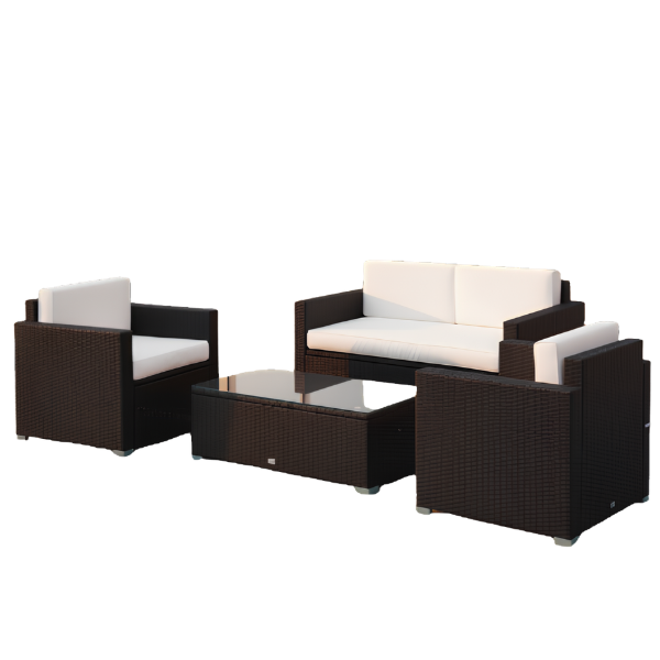 Rattan 4-Piece Cushioned Patio Furniture Set @HOG - Home, Office, Garden, Online Marketplace