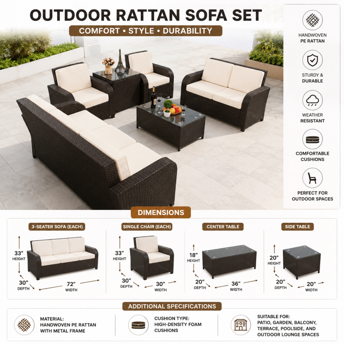 Rattan Garden Lounger 7 Seater @HOG - Home, Office, Garden, Online Marketplace