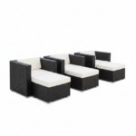Outdoor Patio Wicker/Rattan Furniture - Club Chairs with Ottoman - Set of Four @HOG - Home, Office, Garden, Online Marketplace