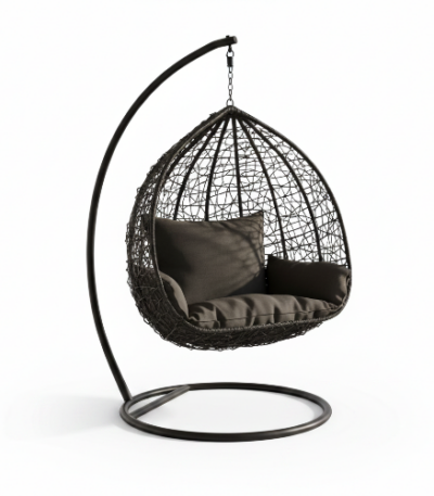 Black Wicker Swing Chair with Cushion @HOG - Home, Office, Garden, Online Marketplace