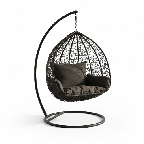 hog-furniture-black-wicker-swing-chair-with-cushion Black Wicker Swing Chair with Cushion @HOG - Home, Office, Garden, Online Marketplace