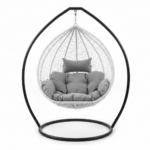 White Wicker Swing Chair with Cushion @HOG - Home, Office, Garden, Online Marketplace