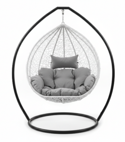 White Wicker Swing Chair with Cushion @HOG - Home, Office, Garden, Online Marketplace